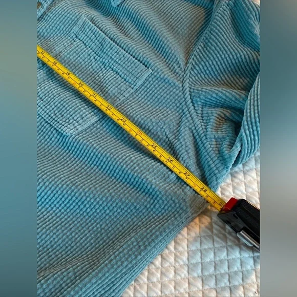 Vtg LL Bean Shirt Jacket Womens Sz 3XTeal Blue Corduroy Wide Wale Shacket Button - Picture 4 of 14